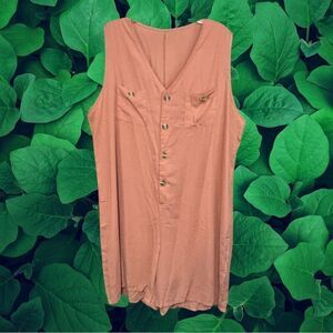 5 for $25🔥Pink Sleeveless Button Front Shortall Coverall Jumpsuit 5XL